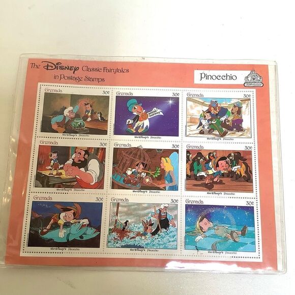DISNEY COLLECTORS  STAMPS SHEETS 1987 Complete set 2 CLASSIC FAIRYTALES POSTAGE - Picture 2 of 5